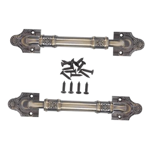 SOLUSTRE 2 Stück Rustikale Schiebetürgriffe Vintage Metallgriff mit Floraler Verzierung für Scheunentore Schränke Garagentüren Holzschiebetüren Dekorativ Langlebig Platzsparend von SOLUSTRE
