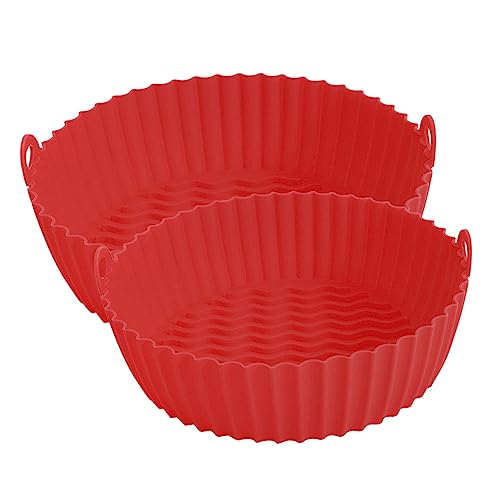 SOLUSTRE 2 Stück Silikon-Backmatte Tablett Liner Korb Platte Friteuse Und Antihaftbeschichtungen für Heißluftfritteusen austauschbare Luftfritteusematte Silikontopf backen Kieselgel rot von SOLUSTRE
