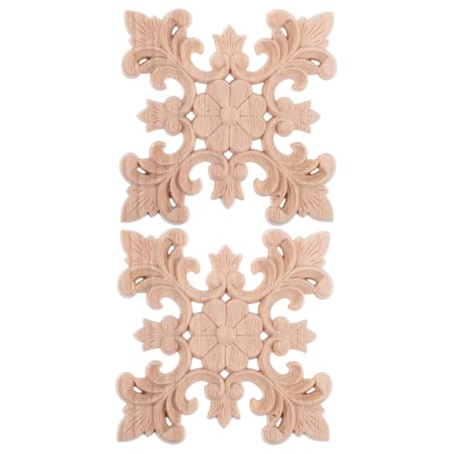 SOLUSTRE 2 Stück Teiliges Holzapplikationen Handgeschnitzte Möbel eckenornamente Solide Holz dekorleisten für DIY Möbeldeko Langlebige Leicht zu Reinigende Wohnaccessoires von SOLUSTRE