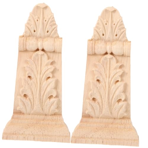 SOLUSTRE 2 Stück Teiliges Holzornamente Möbel Vintage Holzapplikationen Unbemalt Holz Geschnitzt Dekorative Aufsätze für Türen Möbel Schränke Wohnkultur Europäischer Stil von SOLUSTRE