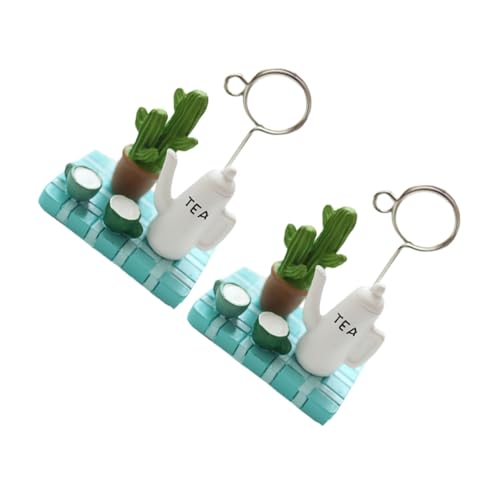 SOLUSTRE 2 Stück Teiliges Mini teekannen notizklammer Resin Kreative Bonsai foto Zettelhalter für Schreibtischdekoration Stabile Papierclips für Fotos Nachrichten und Bastelarbeiten von SOLUSTRE