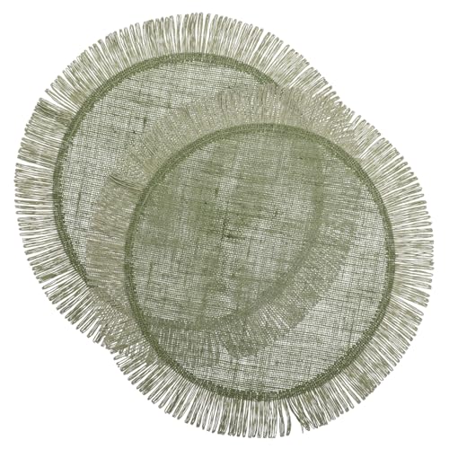 SOLUSTRE 2 Stück Teiliges Rundes Gewebtes Tischset mit Fransen Dekorative Platzsets aus Strapazierfähigem Material Hitzebeständig und Vielseitig für Esszimmer Party Outdoor und SOLUSTRE 2 Stück Teiliges Rundes Gewebtes Tischset mit Fransen Dekorative Platzsets aus Strapazierfähigem Material Hitzebeständig und Vielseitig für Esszimmer Party Outdoor und von SOLUSTRE