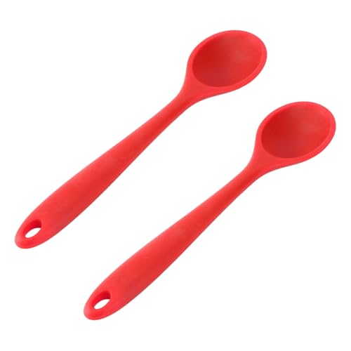 SOLUSTRE 2 Stück Teiliges Silikon Küchenutensil Langer Griff Lebensmittelechter Silikonierter Reislöffel Flexibel Hitzebeständig Antihaftbeschichtet zum Servieren von Suppe Zufällige Farbe von SOLUSTRE