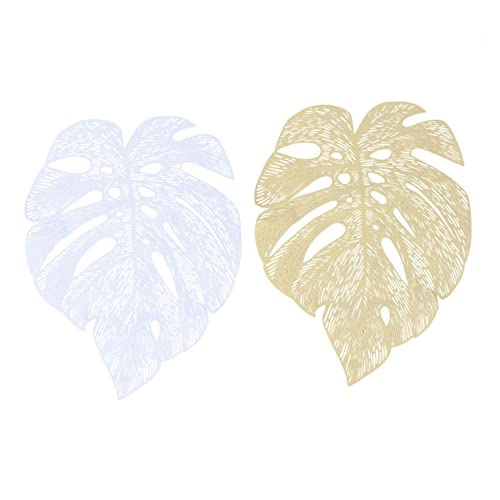 SOLUSTRE 2 Stück Tischs Et Mit Goldener Schildkröte Pflanzen Drinnen Ästhetisch Für Tischsets Hochzeitsdeko Tischunterlage Blattförmiges Tischset Ausgehöhlte Tischmatte PVC von SOLUSTRE