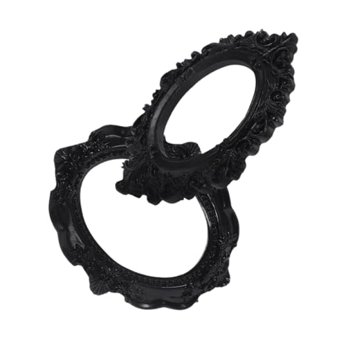 SOLUSTRE 2 Stück Vintage Resin Bilderrahmen Deko für Fotos Schwarz Oval Antik Stil für Zuhause Büro und Besondere Anlässe von SOLUSTRE