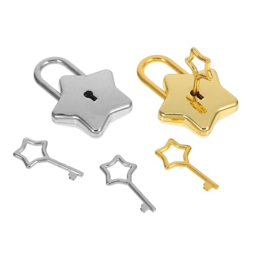 SOLUSTRE 2 Stück Vorhängeschloss Sternform Schlüssel Schloss für Rucksack und Gepäck DIY Zubehör für Koffer und Schmuckboxen Gold Silber SOLUSTRE 2 Stück Vorhängeschloss Sternform Schlüssel Schloss für Rucksack und Gepäck DIY Zubehör für Koffer und Schmuckboxen Gold Silber von SOLUSTRE