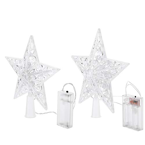 SOLUSTRE 2 Stück Weihnachtsbaumspitze LED Weihnachtsstern Beleuchtet Weihnachten Beleuchtung Acryl Christbaumspitze Baumspitze Baumschmuck Spitze Weihnachtsbaum Stern für Xmas Deko(Ohne Akku) von SOLUSTRE
