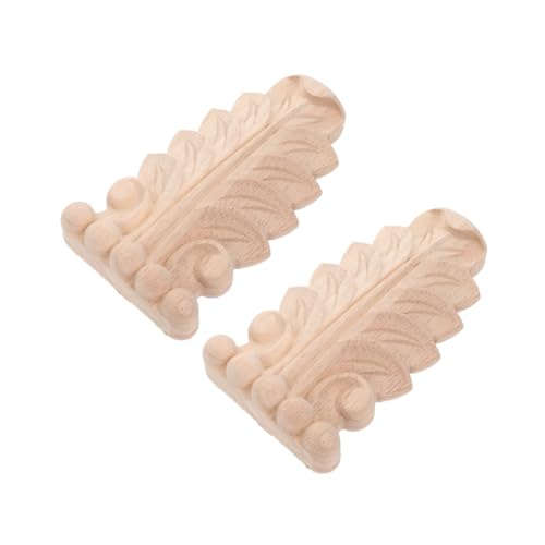 SOLUSTRE 2 Stück Wohndekoration Dekorative Eckleiste Römische Säule Konsole Schrank Eckleiste Möbelapplikationen Möbelleisten Eckapplikation Vintage Beige Holz von SOLUSTRE