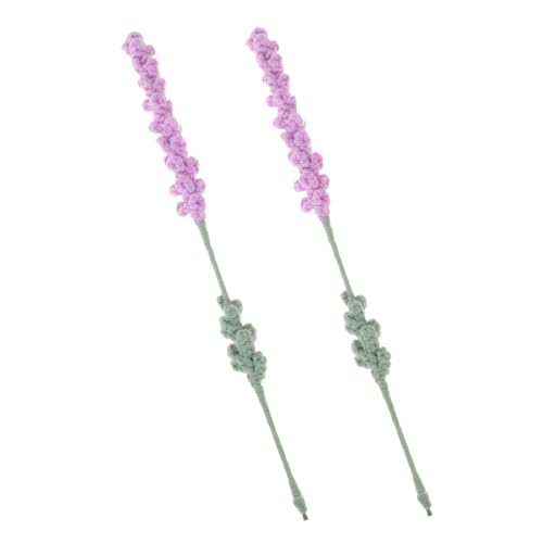 SOLUSTRE 2 Stück Wolle Stricken Lavendel Esstisch Häkellilie Gehäkelter Blumenstrauß Häkelhochzeit Küchentisch Mittelstücke Abschlusssträuße Kunstblumen Mit Vase Violet Garn von SOLUSTRE