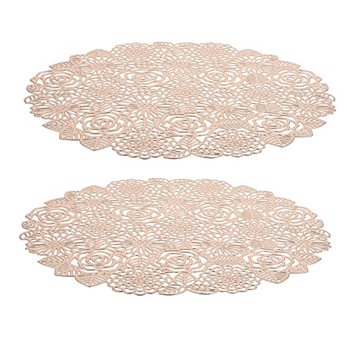SOLUSTRE 2 Stück rosa Tischset pädiprotect sichschutz Esszimmer Dekoration wohnungsdeko Arbeitsplatten Tischsets für den Esstisch hochzeitsdeko Elegante Matte ausgehöhlte Matte PVC Golden von SOLUSTRE