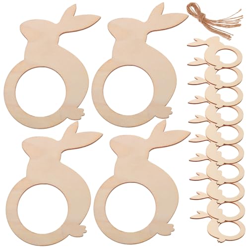 SOLUSTRE 20 Stück Teiliges Holz Serviettenringe Osterhasenform Unlackiert Napkin Buckle für Hotel Tischdeko Frühlingsfest Hochzeit Party von SOLUSTRE