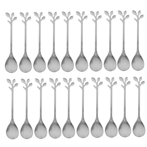 SOLUSTRE 20 Stück Teiliges Set Edelstahl Mini Löffel Design Vielseitige Kaffeelöffel und Teelöffel zum Rühren Portionieren von Gewürzen Zucker und Desserts für Espresso und Demitasse von SOLUSTRE