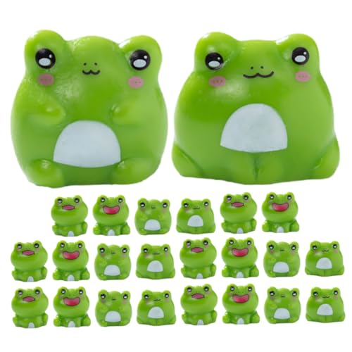 SOLUSTRE 24 Stück Teiliges Mini Frosch Figuren Realistische Grüne Resin Gartenskulpturen Niedliche Miniatur Deko für Feengarten Terrarium Garten und Bastelprojekte Leichte Wetterfeste von SOLUSTRE