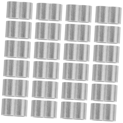 SOLUSTRE 25 Stück Aluminium Crimphülsen Doppel Loch Dünnwandig für Elastikseile Drahtseil Endhülsen Kabelpressverbinder Langlebig Leicht Verstellbar für Outdoor Bau Lager von SOLUSTRE