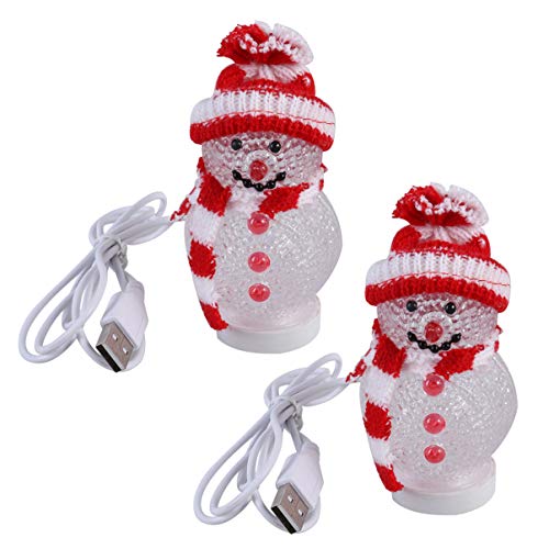 SOLUSTRE 2Pcs Weihnachten Schneemann Nachtlicht USB Laden Bunte Lampe Desktop Nachtlampe für Schlafzimmer Weihnachtsfeier von SOLUSTRE