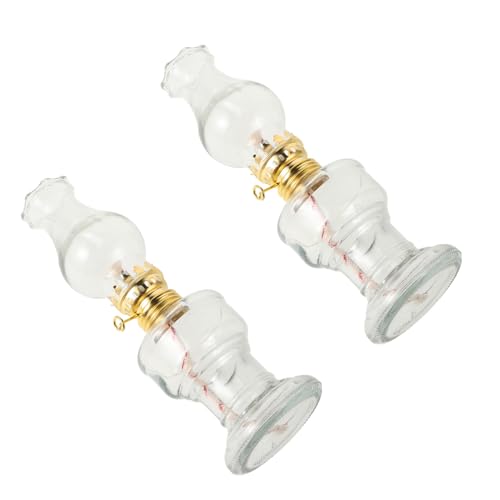 SOLUSTRE 2sätze Glas Petroleum Öllampe Retro Öl Licht Handheld Petroleumlampe Vintage Dekoration Schreibtischlampe Beleuchtung von SOLUSTRE