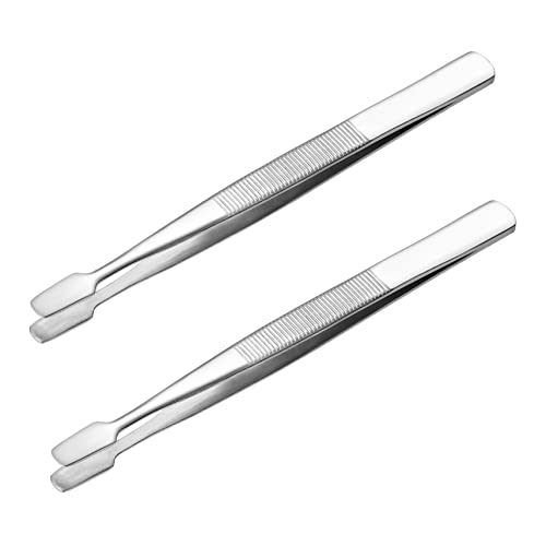 SOLUSTRE 2st Pinzette Briefmarke Flache Pinzette Aus Edelstahl Pinzette Präzision Pinzette Für Briefmarkensammler Werkzeug Zum Heben Von Perlen Stempel Fisch Pinzette Glas Bilden Kind von SOLUSTRE
