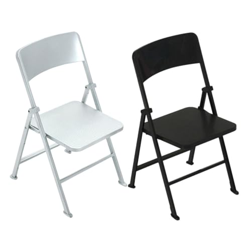 SOLUSTRE 2stücke Mini Klappstuhl Aus PVC Für Puppenhäuser Zusammenklappbar Realistisches Miniaturdesign Geeignet Für Dioramen Und Modellbauten von SOLUSTRE