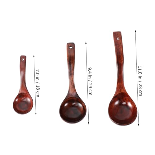 SOLUSTRE 3 STÜCKE Teiliges Holzschöpflöffel aus Natürlichem Nanmu Handpoliert Lange Griffe Leichter Kochlöffel für Suppen Porridge und Gewürze Küchenutensilien für Haushalt und Restaurant von SOLUSTRE