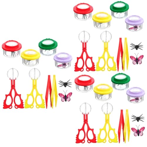 SOLUSTRE 3 Sätze Insekten Beobachtungsbox Set Teiliges Set mit Vergrößerungsglas Pinzette und Clips für Erkundung von Insekten der Natur für und Camps von SOLUSTRE