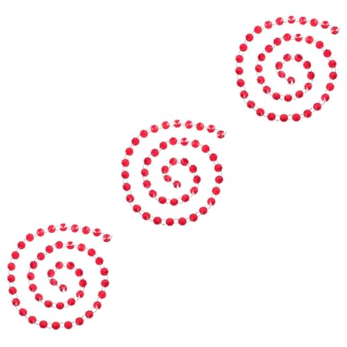 SOLUSTRE 3 Stück Achteckiger Perlenvorhang Hängende Kronleuchter-edelsteinperlenkette Ornamente Dekoration Pastell Perlenkette Girlande Perlenstranggirlande Metall Rot von SOLUSTRE