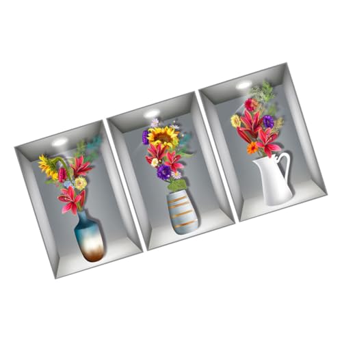 SOLUSTRE 3 Stück Blumentopf Wandsticker Teilig mit Lebendigem Selbstklebend Langlebig für Wohnzimmer und Eingangsbereich Natürliche Wanddeko für Büro und Zuhause von SOLUSTRE