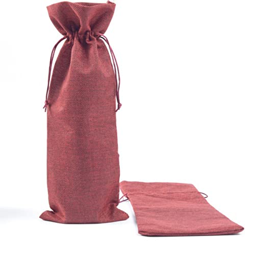 SOLUSTRE 3 Stück Jute Weinflaschenbeutel aus Leinen für Hochzeiten Feiern und Rot und Natur Vielseitige Verpackung für Weinflaschen und von SOLUSTRE