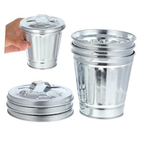 SOLUSTRE 3 Stück Mini Tischabfalleimer Metall mit Deckel Kompakter Dekorativer Papierkorb und Blumentopf für Schreibtisch Praktischer Kleiner Mülleimer für Büro und Zuhause von SOLUSTRE