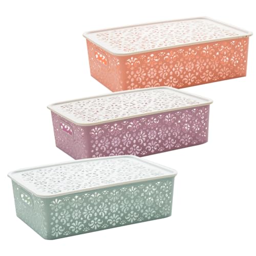 SOLUSTRE 3 Stück Stapelbare Aufbewahrungsboxen mit Deckel Luftige Organizer aus Robustem Mittlere Vielseitig für Büro Schlafzimmer und Küche Modernes Design Langlebig und Leicht SOLUSTRE 3 Stück Stapelbare Aufbewahrungsboxen mit Deckel Luftige Organizer aus Robustem Mittlere Vielseitig für Büro Schlafzimmer und Küche Modernes Design Langlebig und Leicht von SOLUSTRE