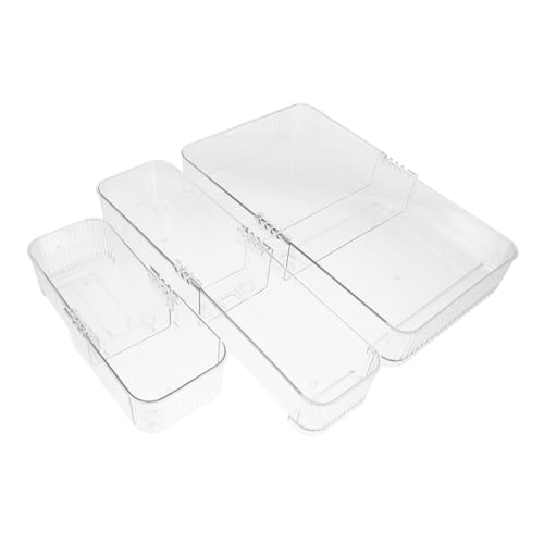 SOLUSTRE 3 Stück Teiliges Organizer aus Strapazierfähigem Pet Transparenter Desktop Divider Tray Platzsparende Aufbewahrungsbox für Küche Büro und Leicht zu Reinigen und Vielseitig von SOLUSTRE