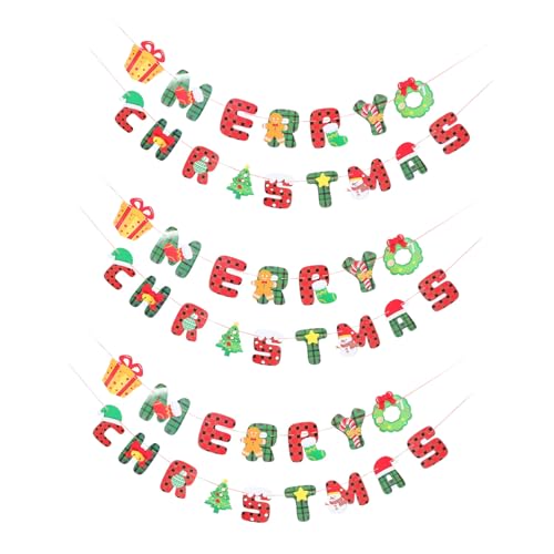 SOLUSTRE 3 Stück Teiliges Weihnachtsbanner aus Papier Farbechte Wiederverwendbare Girlande für Weihnachtsbaum Tür und Fenster Festliche Innen Außendekoration für Zuhause und Party von SOLUSTRE