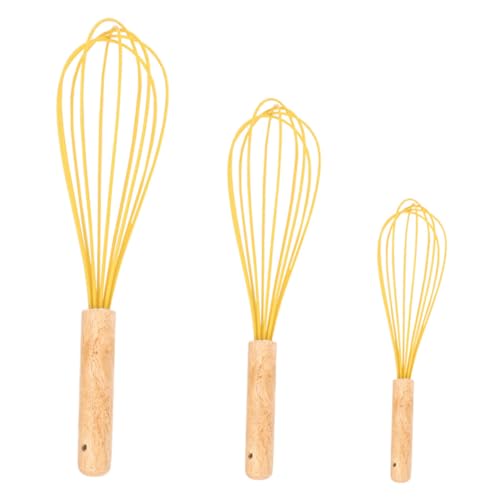 SOLUSTRE 3 Stück praktischer Eiermixer Mini-Schneebesen Kochen Ei -Schneebesen Rührbesen Eiercreme-Rührer Küchenbesen zum Mixen Küchen-Eierschläger Handmixer Kieselgel Gelb Wiederverwendbar von SOLUSTRE