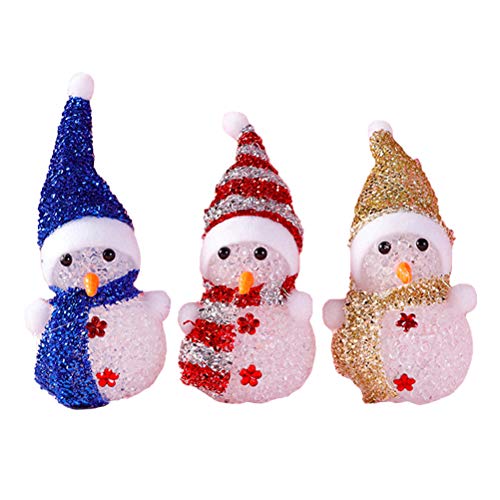 SOLUSTRE 3 Stücke LED Schneemann Figur Nachtlicht Acryl Dekofigur Weihnachtsdeko Beleuchtung Weihnachten Tischdeko Beleuchtet für Xmas Feengarten Deko Weihnachtsgeschenke von SOLUSTRE