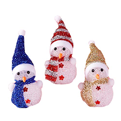 SOLUSTRE 3 Stücke LED Schneemann Figur Nachtlicht Kristall Acryl Dekofigur Weihnachtsfiguren Weihnachtsdeko Beleuchtung Weihnachten Beleuchtet Tischdeko für Xmas Deko Kinder Geschenke (Zufällig) von SOLUSTRE