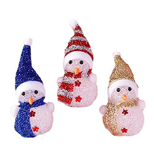 SOLUSTRE 3 Stücke LED Schneemann Figur Nachtlicht Kristall Acryl Dekofigur Weihnachtsfiguren Weihnachtsdeko Beleuchtung Weihnachten Beleuchtet Tischdeko für Xmas Deko Kinder (Zufällig) von SOLUSTRE