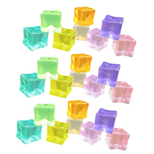 SOLUSTRE 30 Stück Teiliges Leuchtende Eiswürfel Realistische Wiederverwendbare Fake Ice Cubes für Partydekoration Fotorequisiten und DIY Zubehör Farbige Nachtlicht Eiswürfel von SOLUSTRE