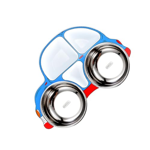 SOLUSTRE 304 Kinderteller mit Auto Design Unterteilt Rutschfest für Zuhause und Kindergarten von SOLUSTRE