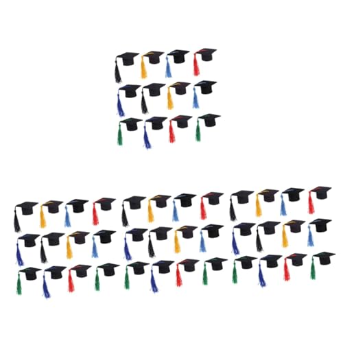 SOLUSTRE 4 Sätze Arzt Hut Dekoration Mini-abschlusskappendekorationen Abschlusshut Glas Topper Bastelset Gastgeschenke Hochzeit Flaschendeckel Junggesellenmütze 12 Stück * 4 von SOLUSTRE