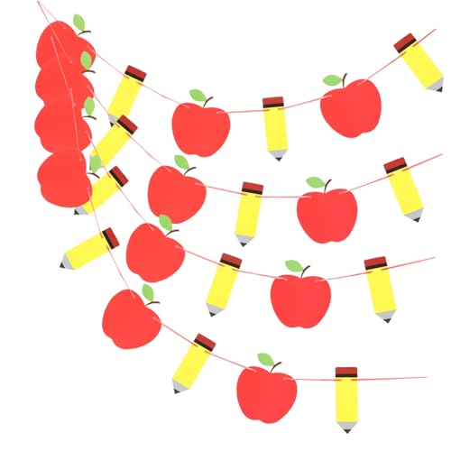 SOLUSTRE 4 Sätze Back To School Banner Teiliges mit Bleistift und Apfel Leichte Papier Dekoration für Klassenzimmer Schulanfang Party Praktische und Tragbare Einschulungs Deko SOLUSTRE 4 Sätze Back To School Banner Teiliges mit Bleistift und Apfel Leichte Papier Dekoration für Klassenzimmer Schulanfang Party Praktische und Tragbare Einschulungs Deko von SOLUSTRE