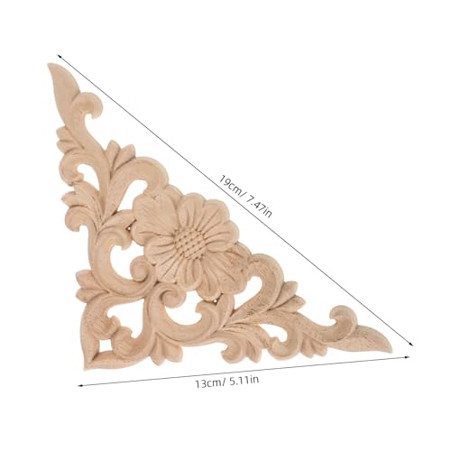 SOLUSTRE 4 Stück Antike Holzapplikationen aus Natürlichem Rubberwood Kunstvoll Geschnitzte Möbelverzierung für Tür Bett Schrank Einfache Montage Nachhaltige Wohnkultur Europäischer Stil von SOLUSTRE