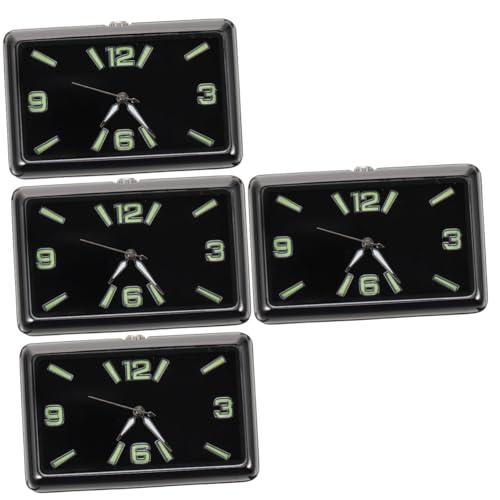 SOLUSTRE 4 Stück Auto Uhr Mini-Strich Auto quadratische Uhr standuhr table clock Digitaluhr herrenuhren Borduhr kleines Schloss Fluoreszenz Armaturenbrett Klebstoff kleine Uhr schmücken von SOLUSTRE
