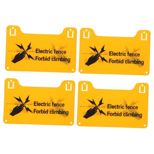 SOLUSTRE 4 Stück Elektronisches Zaunschild Warnschild mit Abgerundeten Ecken und Vorgebohrten Löchern für Einfache Montage an Elektrozaunpfosten Wänden und Toren Sicherheitswarnung für von SOLUSTRE