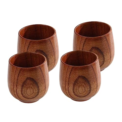 SOLUSTRE 4 Stück Heißgetränkehalter Kaffeetasse Teetasse Isoliert Tasse Zum Servieren Von Tee Servierbecher Trinken Weinbecher Holzbecher Trinkgeschirr Aus Holz Sake-halter Hölzern von SOLUSTRE
