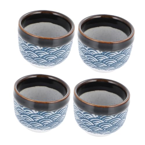 SOLUSTRE 4 Stück Keramik Sake Becher Teilig Japanische Handbemalte Weiße Teetassen Mikrowellen und Spülmaschinenfest Traditionell Glasiert für Sake Tee und Spirituosen zu Hause Feiern von SOLUSTRE