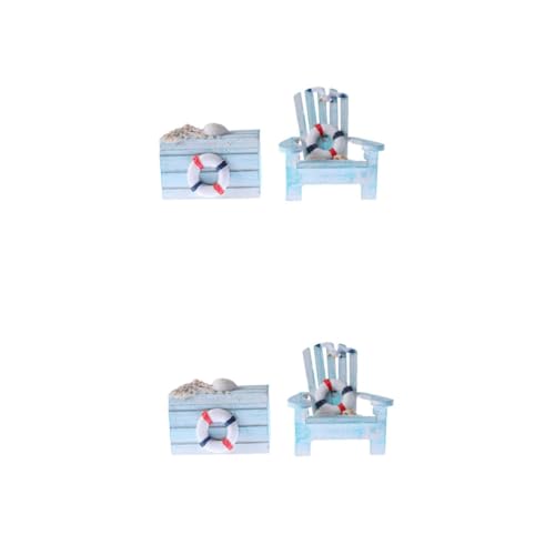 SOLUSTRE 4 Stück Lifebuoy Chair Ornament Miniaturen Mini-Strandkorb nautisch Strandkörbe für Erwachsene Gartenstuhl Ozeandekor Strandstuhl Stuhl Plus Karton 2St Blue von SOLUSTRE