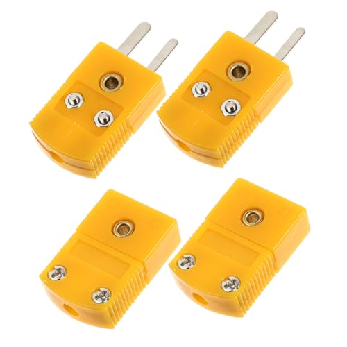SOLUSTRE 4 Stück Pin K Thermoelement Stecker Gelbes Kunststoffgehäuse Hochtemperaturbeständig Thermoelement Adapter Male Female Stecker für Sensor Messung von SOLUSTRE