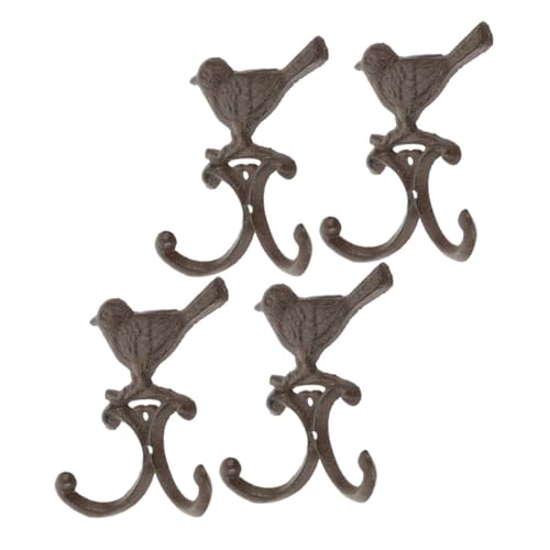 SOLUSTRE 4 Stück Rustikale Gusseisen Wandhaken Vogel Design Robuste Schlüssel und Kleiderhaken Einfache Montage Vielseitig für Mäntel Hüte Handtücher für Flur Küche Badezimmer von SOLUSTRE