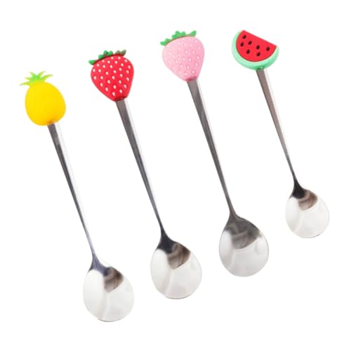 SOLUSTRE 4 Stück Teiliges Farbige Löffel für Obst Kaffee Eiscreme Robuste Honigrührlöffel Poliert Vielseitig Einsetzbar Langlebig und Leicht zu Reinigen von SOLUSTRE