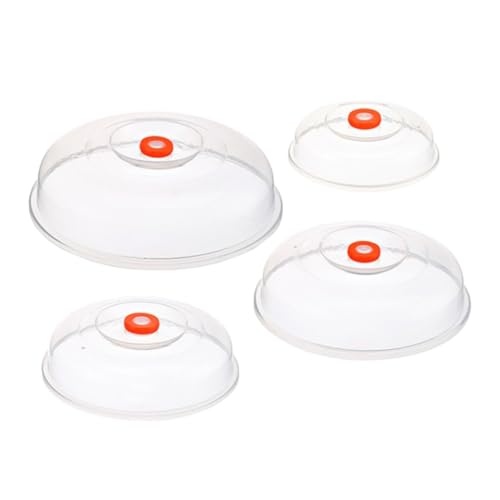 SOLUSTRE 4 Stück Teiliges Mikrowellen spritzschutz Hitzebeständigem Transparente Lebensmittelabdeckungen für Mikrowellenherde Geeignet für Kuchen Steak Gemüse und Heiße Speisen von SOLUSTRE