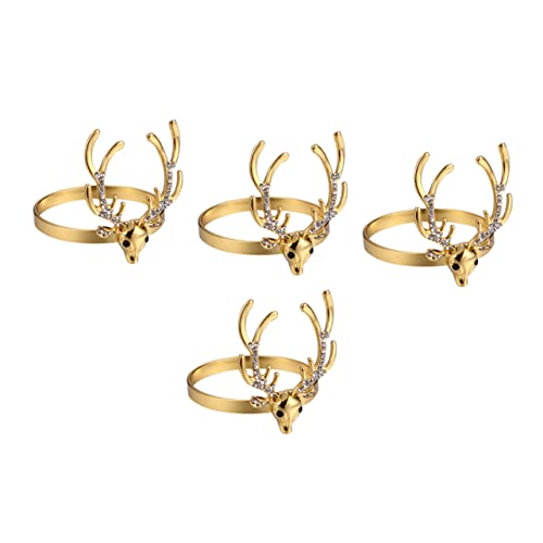 SOLUSTRE 4 Stück Teiliges Serviettenringe Weihnachtsdeko mit Elegantem Rentierdesign Kreative Tischdekoration Stilvolle Napkin Buckles für Festliche Weihnachtsfeiern und Restaurant von SOLUSTRE